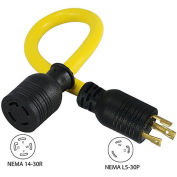 30 to 30-Amp Generator Locking Adapter with NEMA L5-30P to L14-30R, Yellow