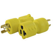 15 to 15/20-Amp Locking Adapter with NEMA L5-15P to 5-15/20R, Yellow