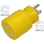 15 to 20-Amp Locking Adapter with NEMA 5-15P to L5-20R, Yellow