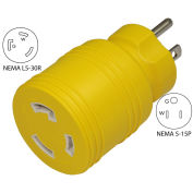 15 to 30-Amp Locking Adapter with NEMA 5-15P to L5-30R, Yellow