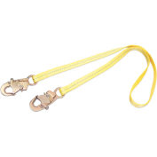 Web Restrain Lanyard, 3' Single-Leg with Snap Hooks At Each End, Yellow