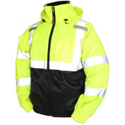 Bomber II Hooded Jacket, Fluorescent Yellow/Green/Black, Large