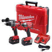 Milwaukee M18 FUEL Li-Ion Cordless Brushless Hammer Drill/Impact Driver 2-Tool Combo Kit, 2897-22