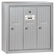 Salsbury 4B+ Vertical Mailbox, 3 Doors, Surface Mounted, Aluminum