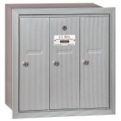 Salsbury 4B+ Vertical Mailbox, 3 Doors, Recessed Mounted, Aluminum