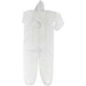 HD Polypropylene Coverall, Elastic Wrists & Ankles, Attached Hood, Zipper Front, White, 5XL, 25/CS