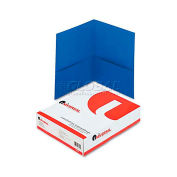 Universal Two-Pocket Portfolio, Embossed Leather Grain Paper, 11 x 8.5", Light Blue, 25/Box
