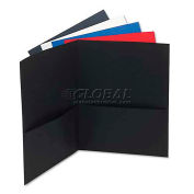 Universal Two-Pocket Portfolio, Embossed Leather Grain Paper, Assorted Colors, 25/Box