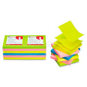 Universal One Fan-Folded Pop-Up Notes, 3 x 3, 4 Neon Colors, 12 100-Sheet Pads/Pack