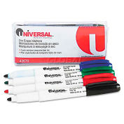 Universal Pen Style Dry Erase Markers, Fine Tip, Assorted, 4/Set