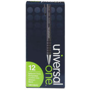 Universal One Comfort Grip Ballpoint Retractable Pen, Black Ink, Medium, Dozen
