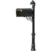 Lewiston Equine Mailbox without Address Plates w/Horsehead Finial & Decorative Ornate Base, Black