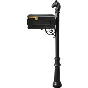 Lewiston Equine Mailbox without Address Plates w/Horsehead Finial & Decorative Fluted Base, Black