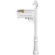 Lewiston Equine Mailbox without Address Plates w/Horsehead Finial & Decorative Fluted Base, White