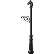 Lewiston Equine Post Only w/Bracket, Horsehead Finial & Decorative Fluted Base, Black