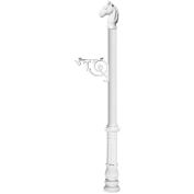 Lewiston Equine Post Only w/Bracket, Horsehead Finial & Decorative Ornate Base, White