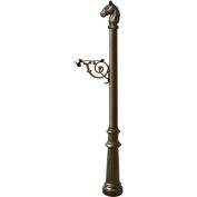 Lewiston Equine Post Only w/Bracket, Horsehead Finial & Decorative Fluted Base, Bronze