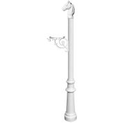 Lewiston Equine Post Only w/Bracket, Horsehead Finial & Decorative Fluted Base, White