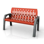 4' Steel Bench, Red with Gray Frame
