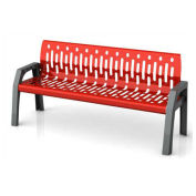 6' Steel Bench, Red with Gray Frame