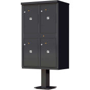 Valiant Outdoor Parcel Locker, Post Mount, 4 Lockers, Black