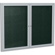 Ghent® 2 Door Enclosed Vinyl Bulletin Board, Black w/Silver Frame, 48"W x 36"H