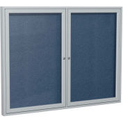 Ghent® 2 Door Enclosed Vinyl Bulletin Board, Navy w/Silver Frame, 48"W x 36"H