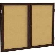 Ghent® 2 Door Enclosed Bulletin Board, Walnut Frame, 60"W x 36"H