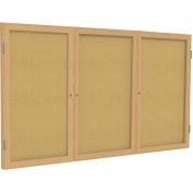 Ghent® 3 Door Enclosed Bulletin Board, Oak Frame, 96"W x 48"H