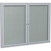 Ghent® 2 Door Enclosed Vinyl Bulletin Board, Silver w/Silver Frame, 60"W x 48"H