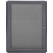 Ghent® 1 Door Ovation Bulletin Board, Gray Fabric/Gray Frame, 24-1/8"W x 33-3/4"H