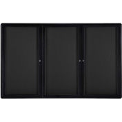 Ghent® 3 Door Ovation Bulletin Board, Black Fabric/Black Frame, 72-1/8"W x 48-1/8"H