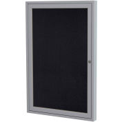 Ghent® 1 Door Enclosed Recycled Rubber Bulletin Board, 18"W x24"H, Black w/Silver Frame