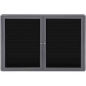 Ghent® 2 Door Ovation Letter Board, Black w/Gray Frame, 46-7/8"w x 33-3/4"H