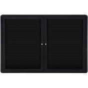 Ghent® 2 Door Ovation Letter Board, Black w/Black Frame, 46-7/8"w x 33-3/4"H