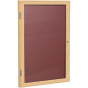 Ghent® 1 Door Enclosed Flannel Letter Board w/Oak Frame, 36"W x 36"H, Burgundy