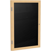 Ghent® 1 Door Enclosed Flannel Letter Board w/Oak Frame, 36"W x 36"H, Black
