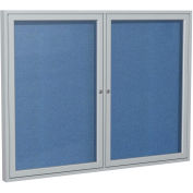 Ghent® 2 Door Enclosed Vinyl Bulletin Board, Ocean w/Silver Frame, 60"W x 48"H