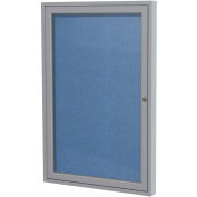 Ghent® 1 Door Enclosed Vinyl Bulletin Board, Ocean w/Silver Frame, 30"W x 36"H