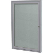 Ghent® 1 Door Enclosed Vinyl Bulletin Board, Silver w/Silver Frame, 18"W x 24"H