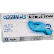 Ammex APFN Medical/Exam Nitrile Gloves, Powder-Free, Blue, Large, 100/Box