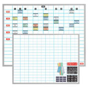 Magna Visual Porcelain Whiteboard w/ 1"X2" Grid & Magnetic Cardholder Planning Kit, White, 48 x 36