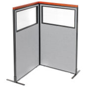 36-1/4"W x 61-1/2"H Deluxe Freestanding 2-Panel Corner Divider with Partial Window, Gray