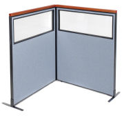 48-1/4"W x 61-1/2"H Deluxe Freestanding 2-Panel Corner Divider with Partial Window, Blue