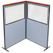 48-1/4"W x 73-1/2"H Deluxe Freestanding 2-Panel Corner Divider with Partial Window, Blue