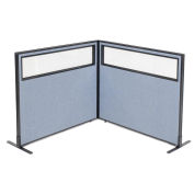 48-1/4"W x 42"H Freestanding 2-Panel Corner Room Divider with Partial Window, Blue