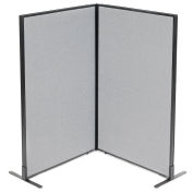 36-1/4"W x 60"H Freestanding 2-Panel Corner Room Divider, Gray