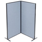 36-1/4"W x 72"H Freestanding 2-Panel Corner Room Divider, Blue
