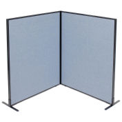 48-1/4"W x 60"H Freestanding 2-Panel Corner Room Divider, Blue