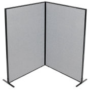 48-1/4"W x 72"H Freestanding 2-Panel Corner Room Divider, Gray